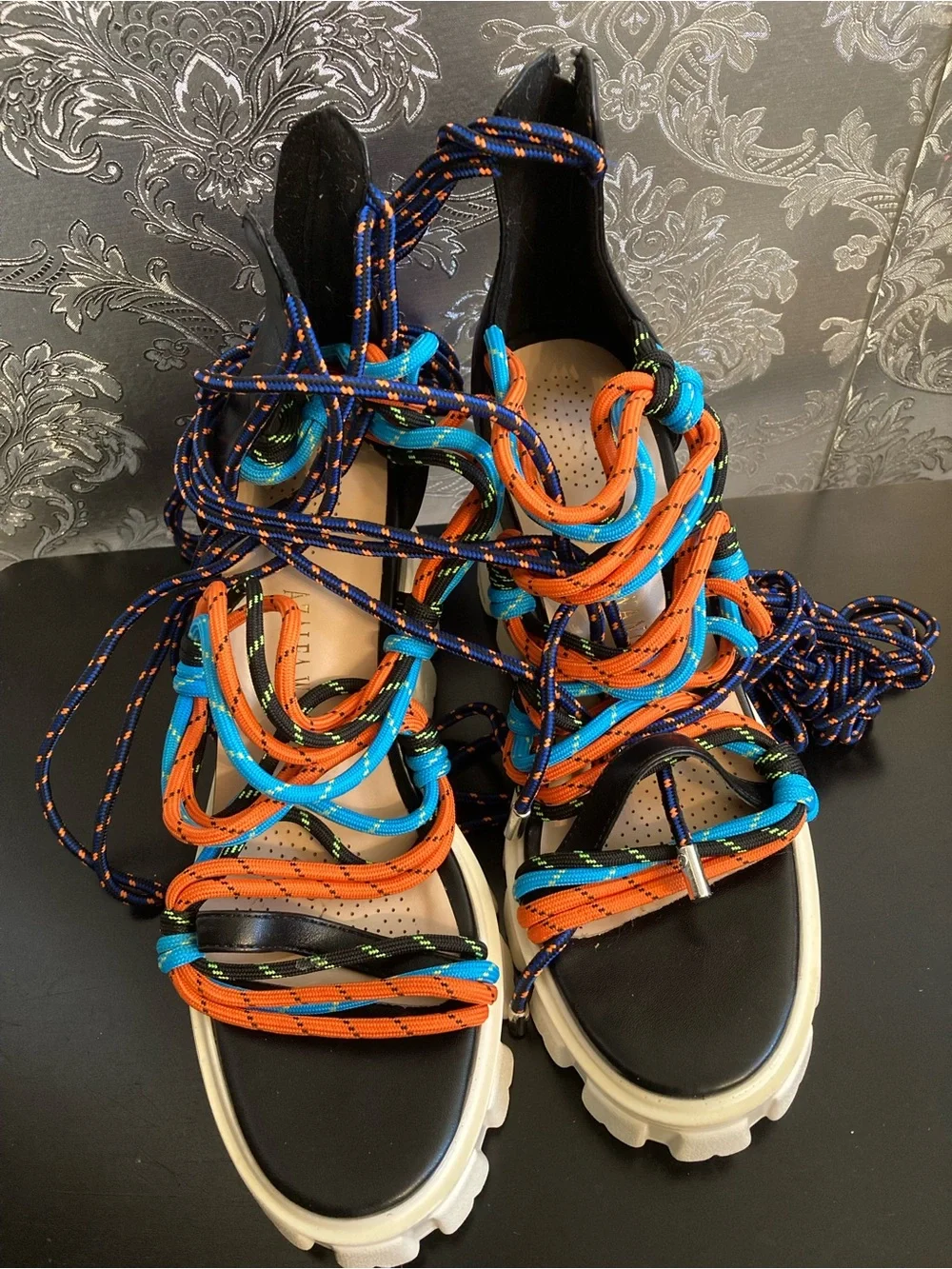 Multicolor Rope Wrap Platform Sandals - Women